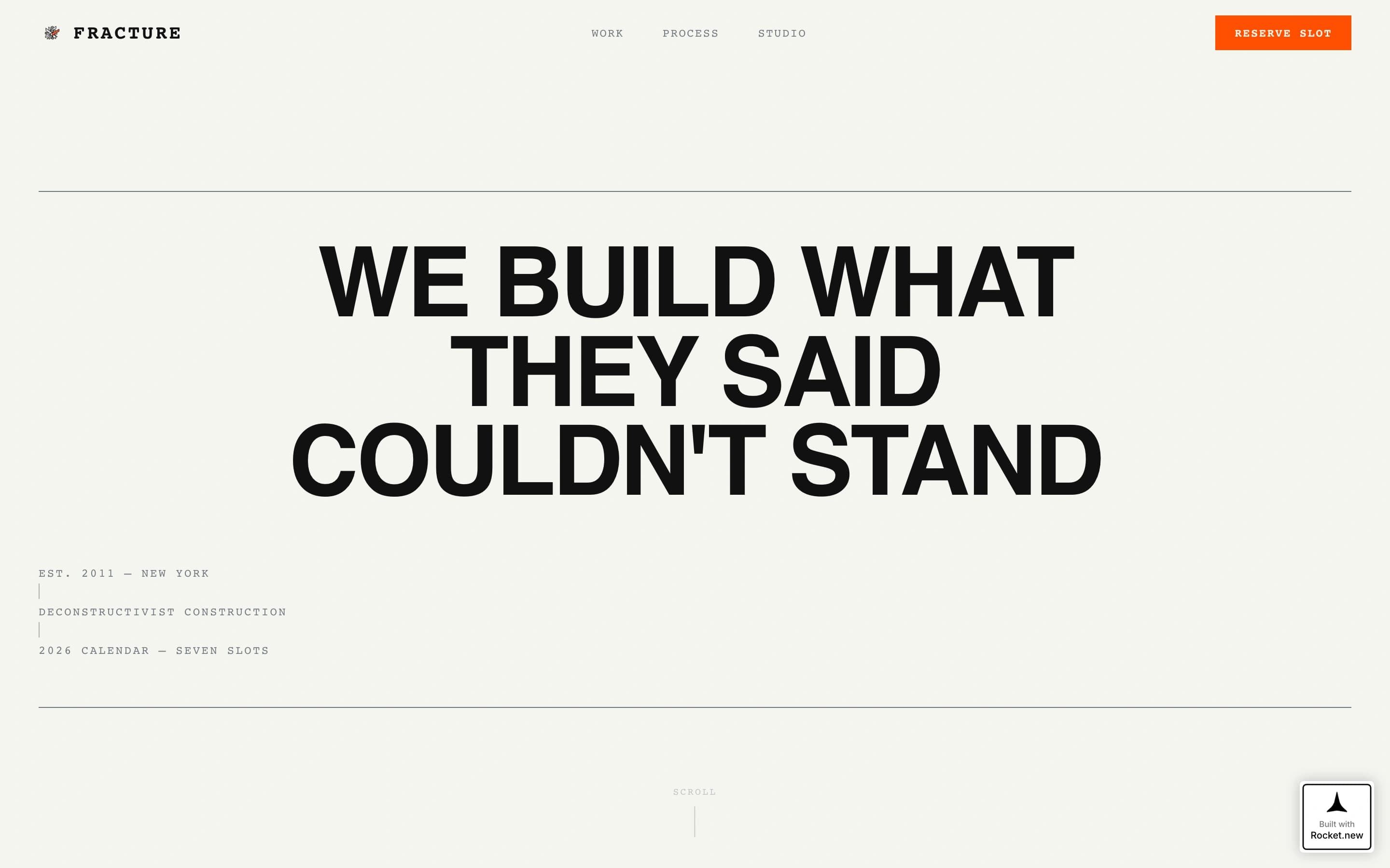 Fracture - Bold Deconstructivist Landing Page Template