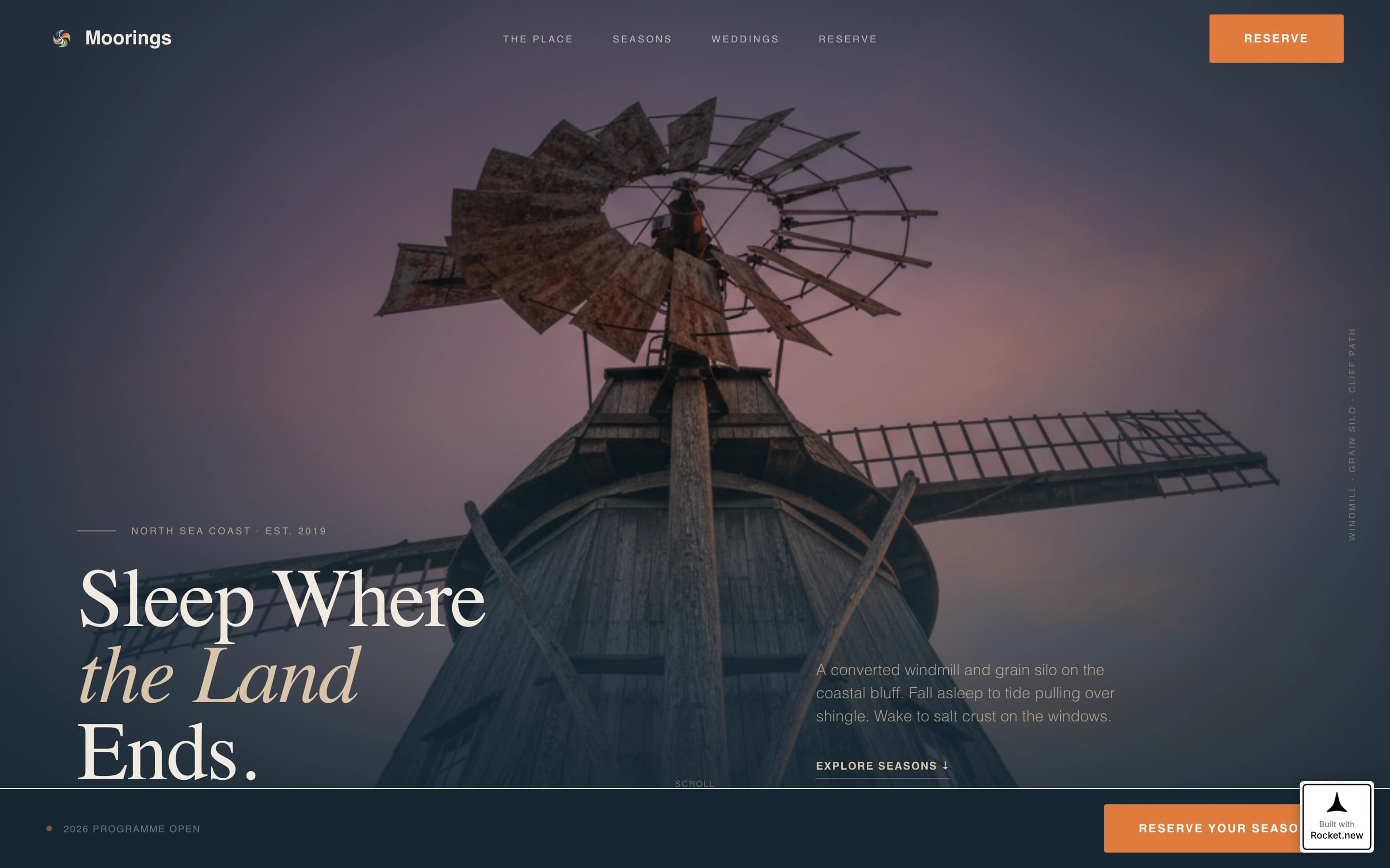Moorings — Charming Coastal Lodging Landing Page Template