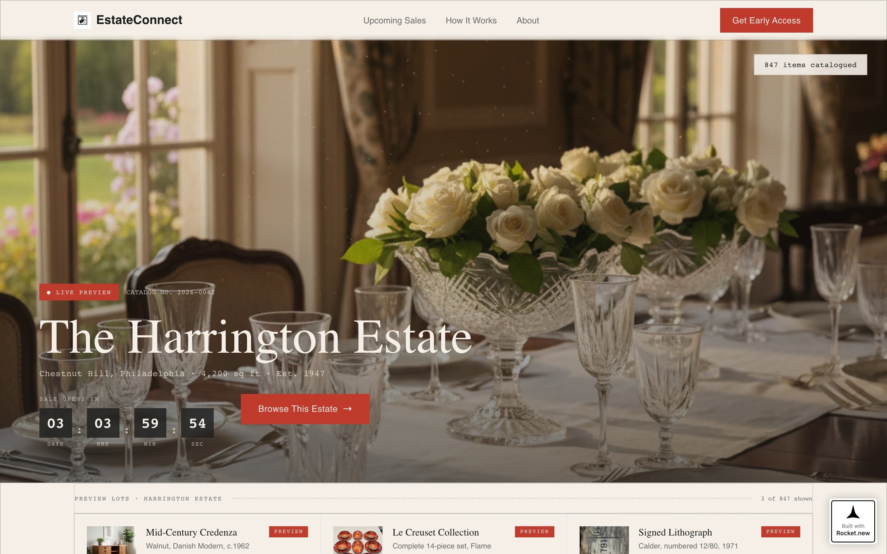 Estateconnect - Curated Antique Landing Page Template