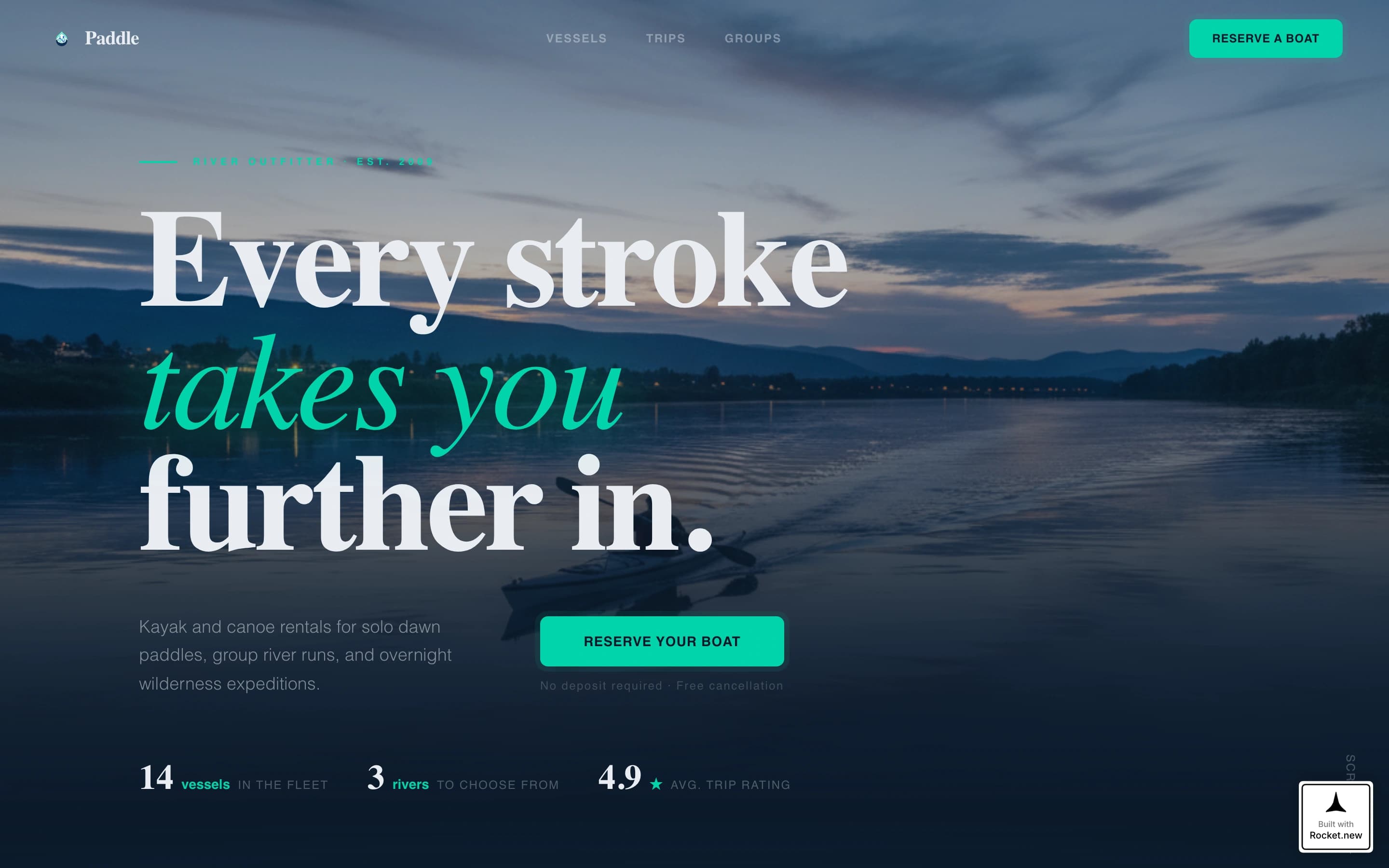 Paddle - Immersive Rental Landing Page Template