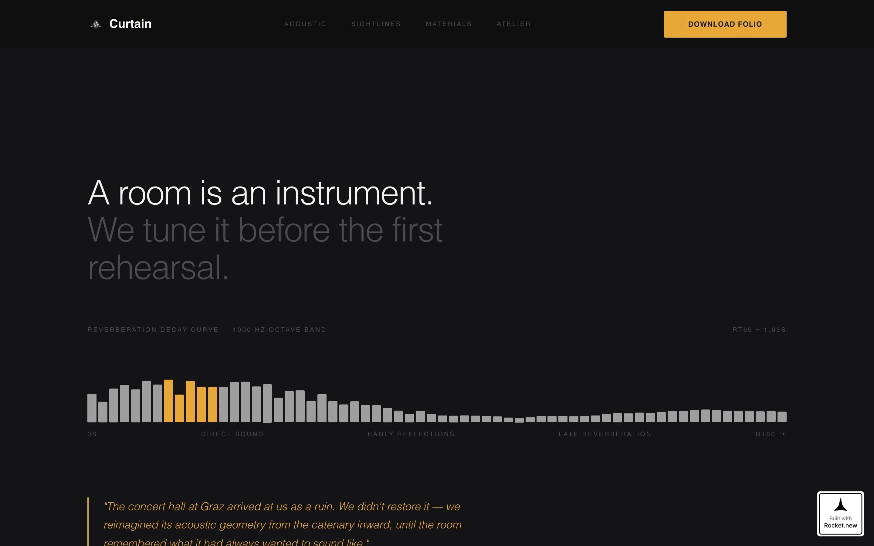 Curtain - Immersive Auditorium Landing Page Template