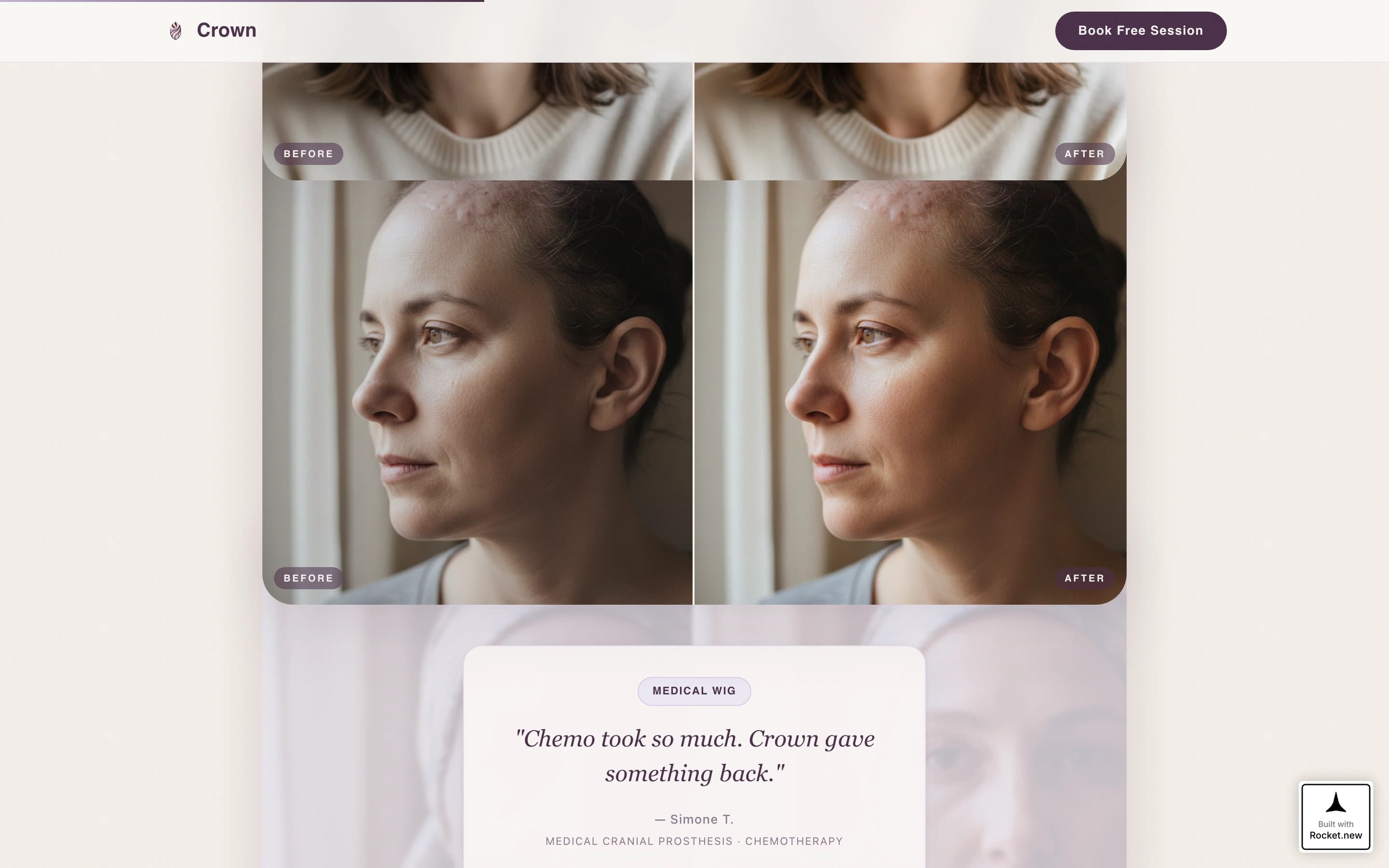 Crown - Transformative Wigspecialist Landing Page Template