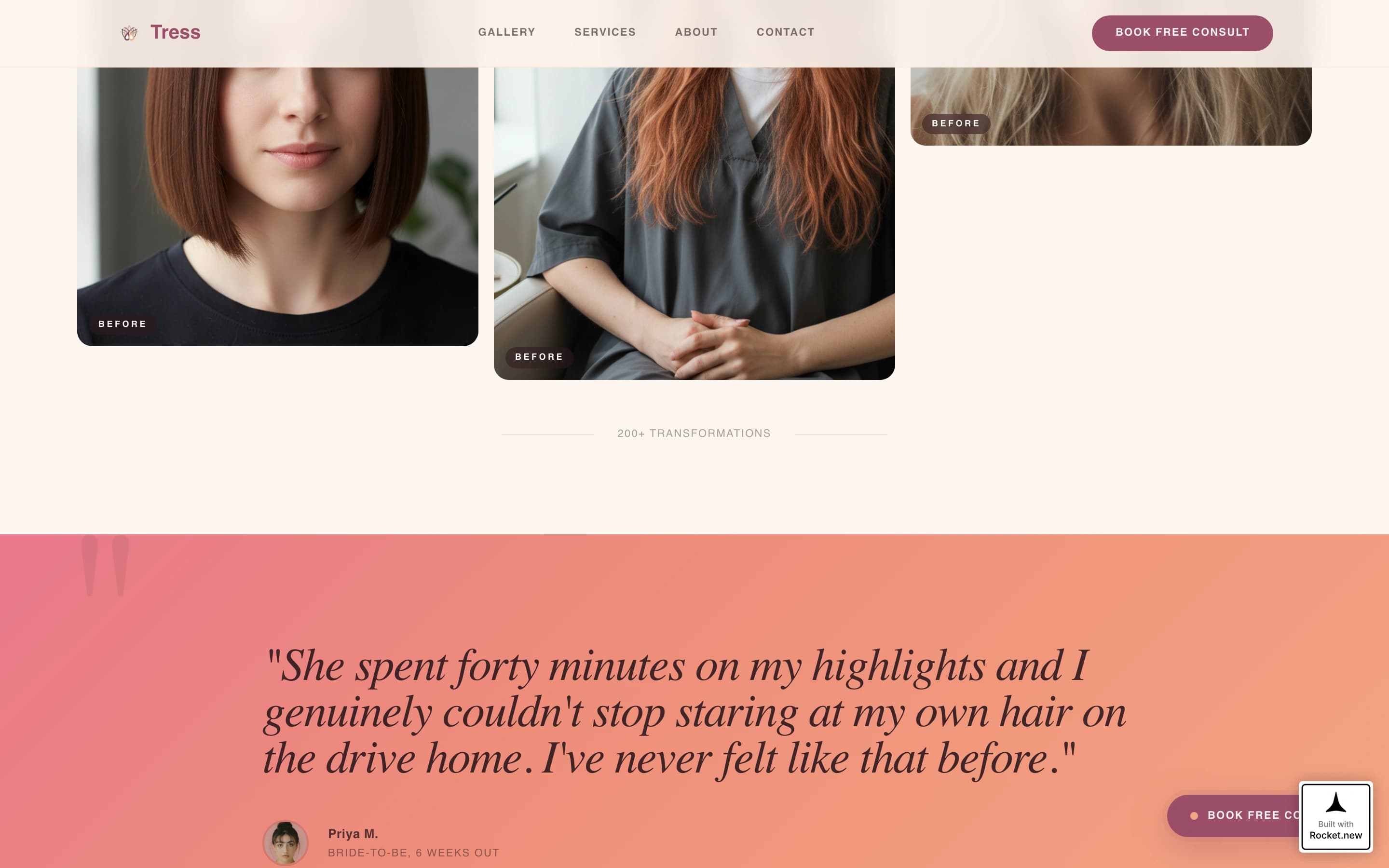Tress - Luminous Salon Landing Page Template