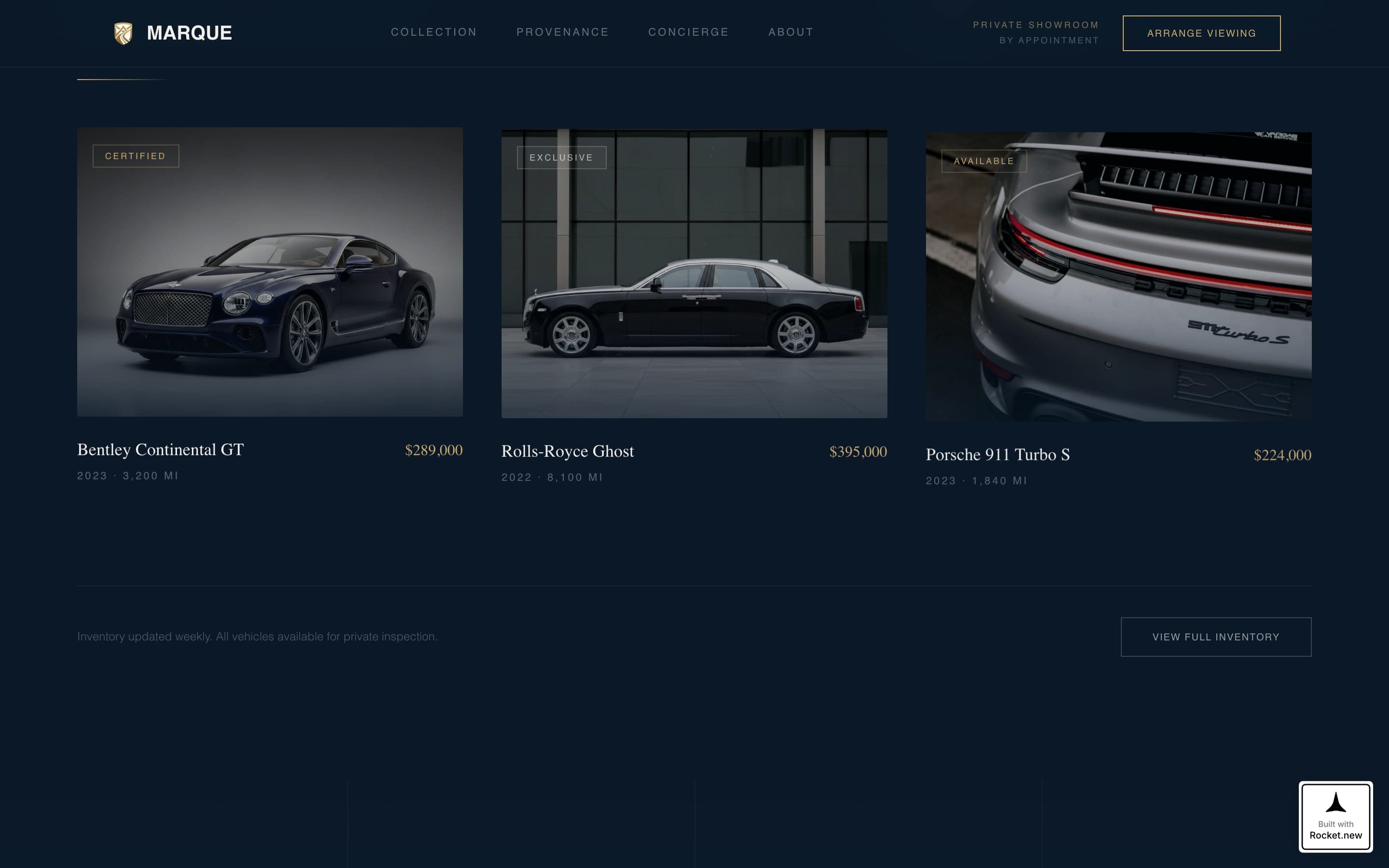 Marque — Exclusive Luxury Automotive Landing Page Template