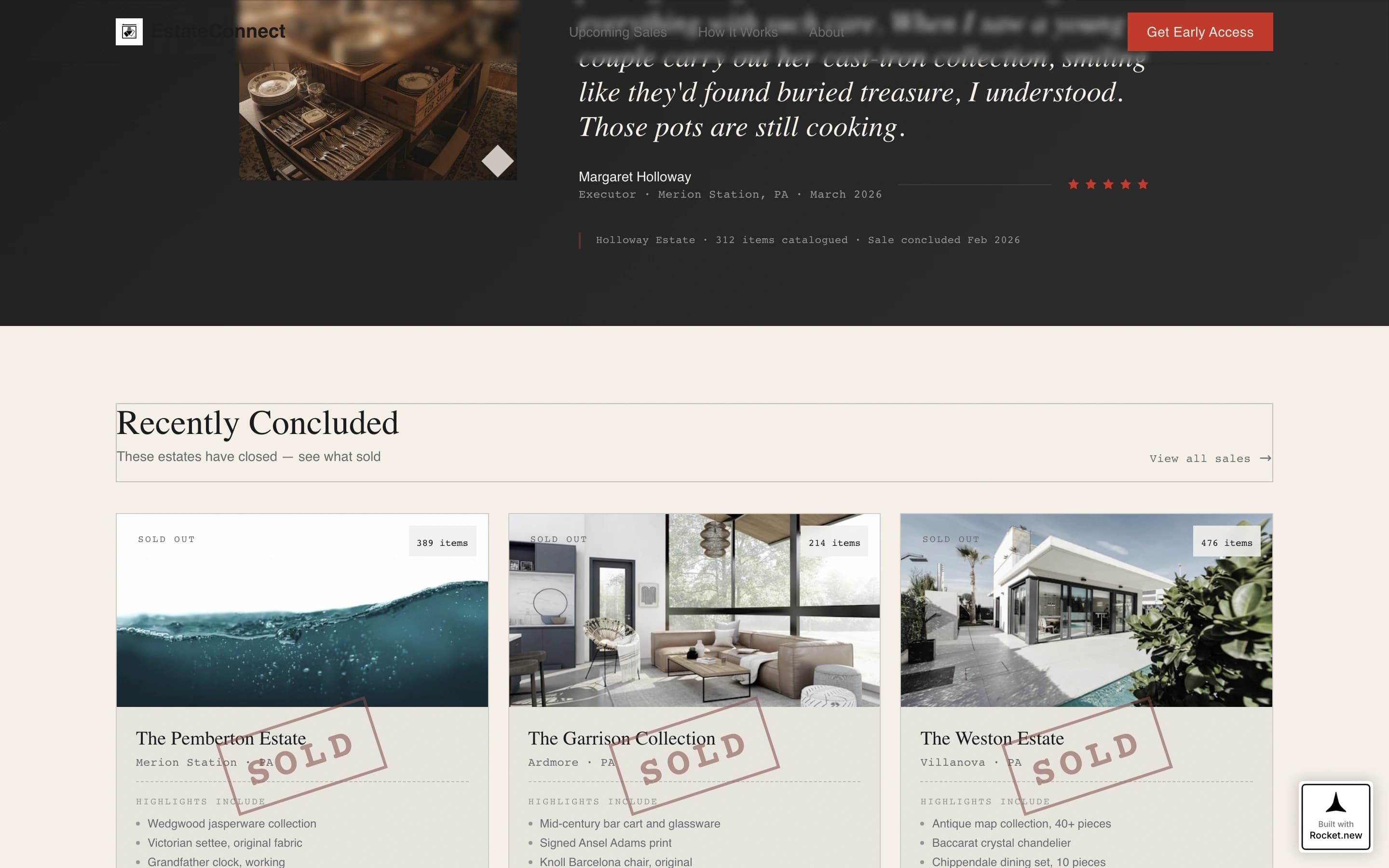 Estateconnect - Curated Antique Landing Page Template