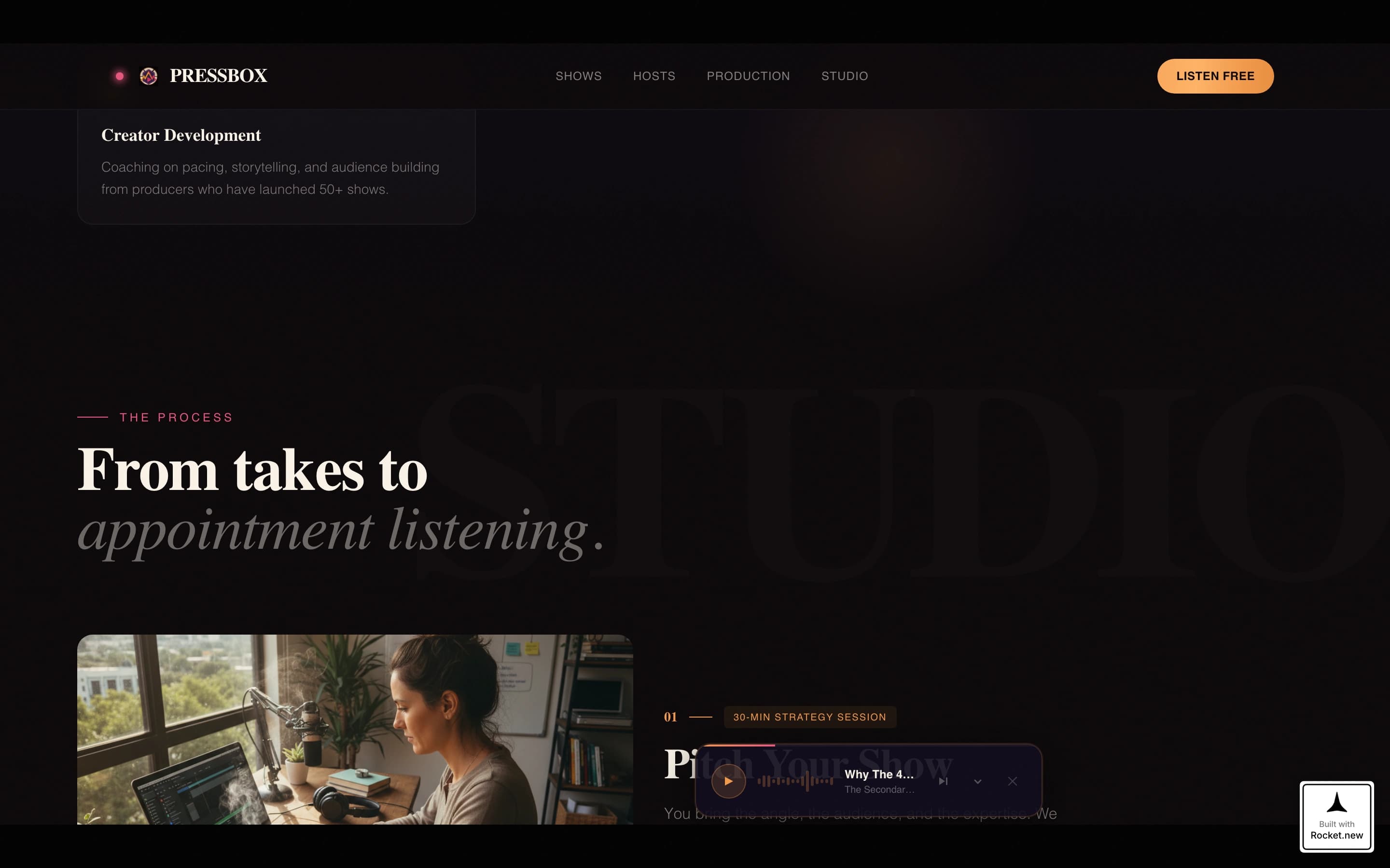 Broadcast — Dynamic Podcast Production Landing Page Template