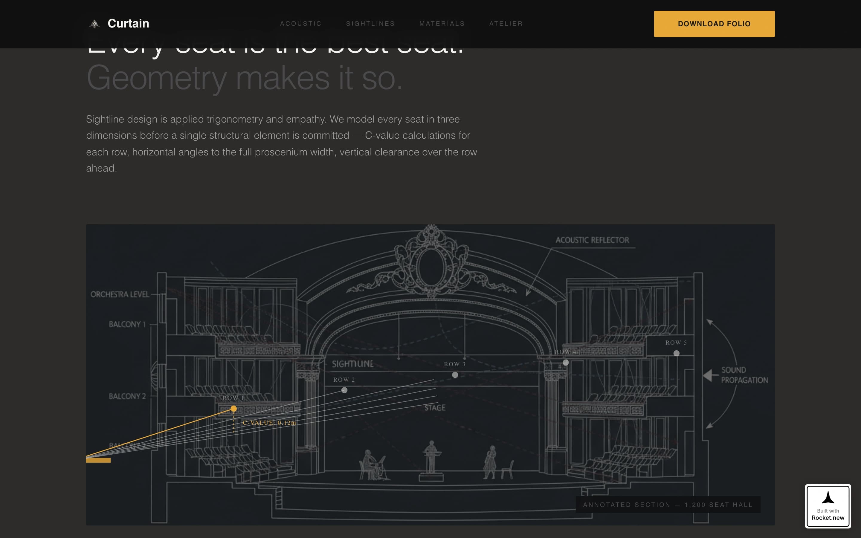 Curtain - Immersive Auditorium Landing Page Template