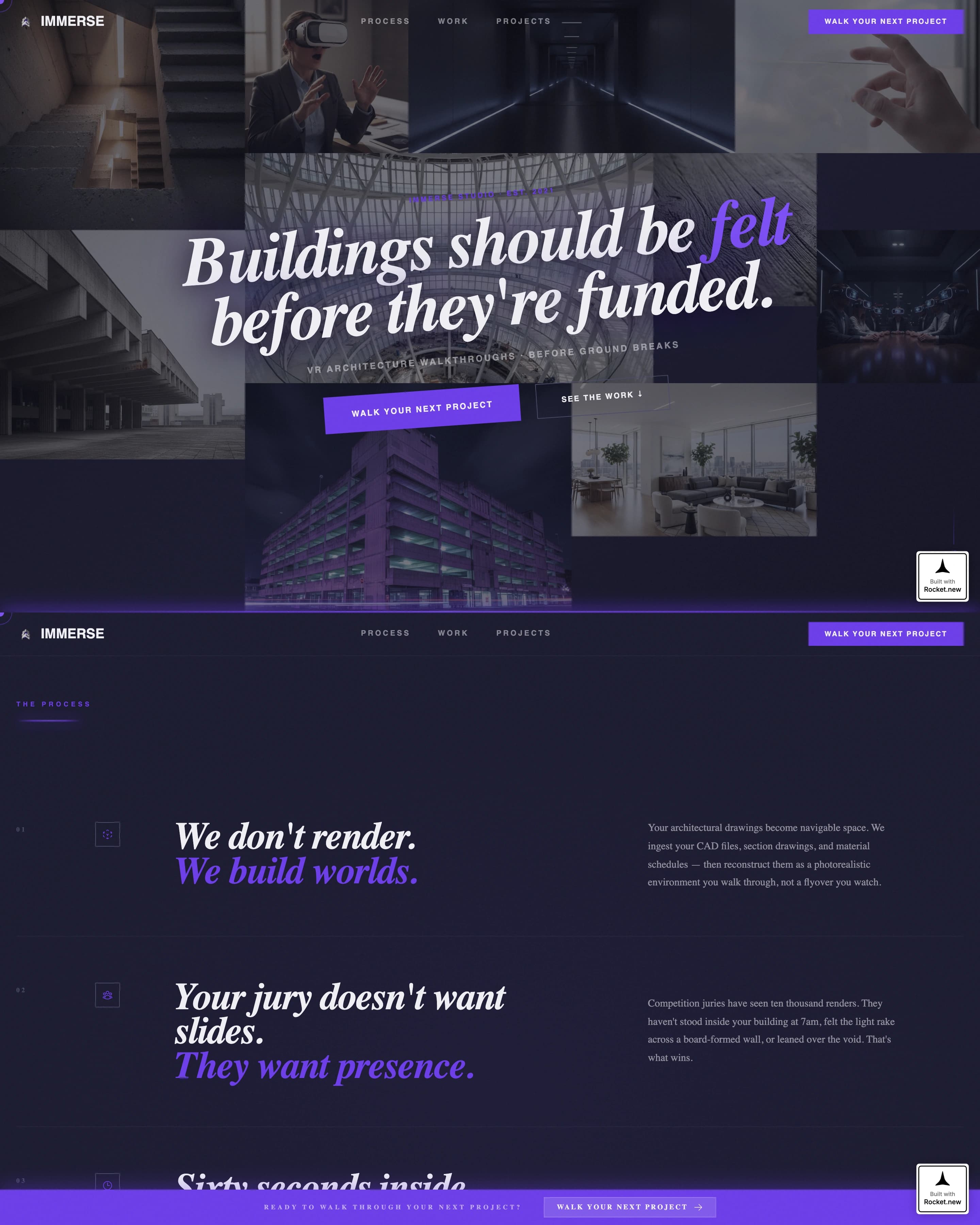Immerse - Bold VR Architecture Landing Page Template
