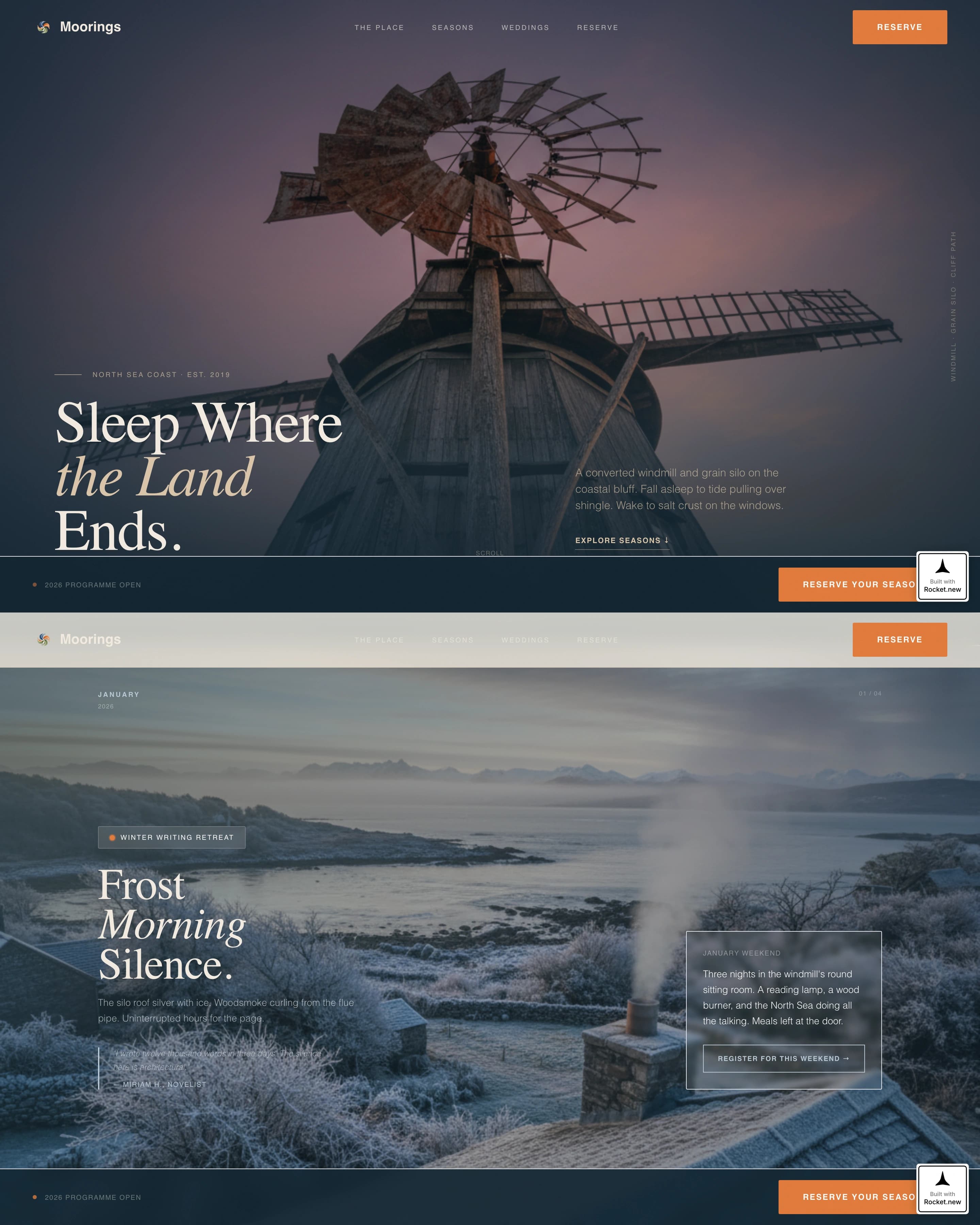 Moorings — Charming Coastal Lodging Landing Page Template