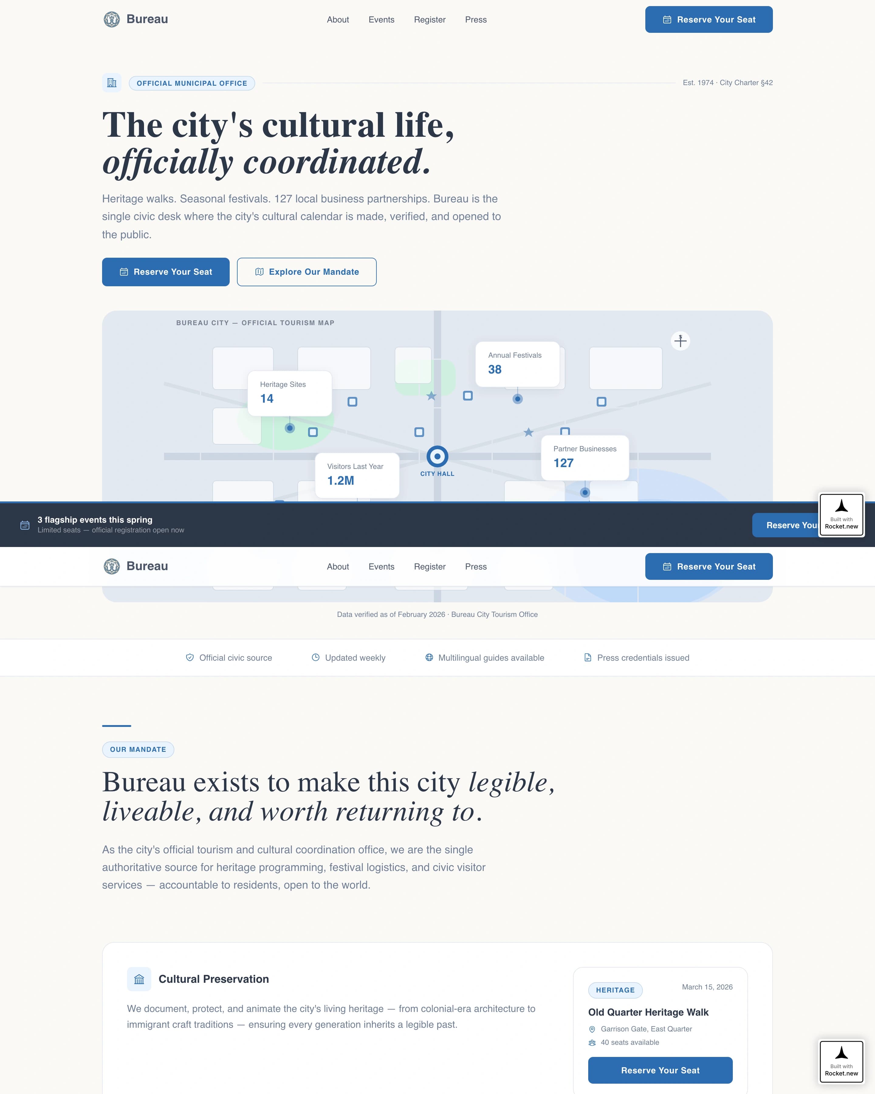 Bureau - Authoritative Tourism Landing Page Template