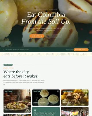 Sabor - Cinematic Colombia Food Tour Landing Page Template