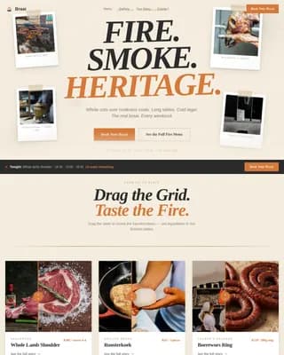 Braai - Heritage Fire Pit Restaurant Landing Page Template
