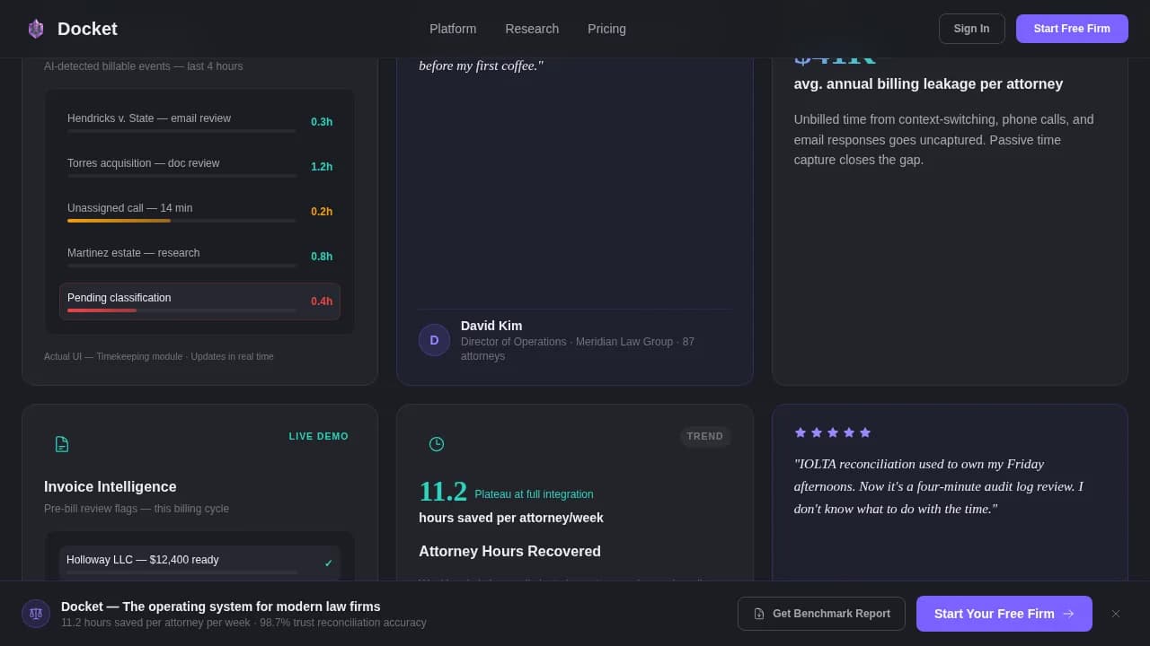 Docket — Comprehensive Legal ERP Landing Page Template