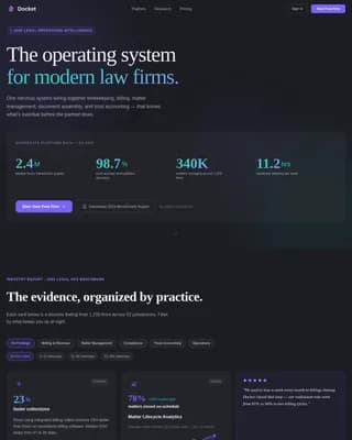 Docket — Comprehensive Legal ERP Landing Page Template
