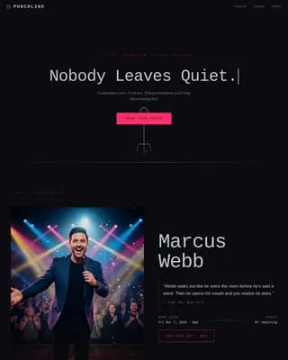 Punchline - Futuristic Neon Comedy Club Landing Page Template