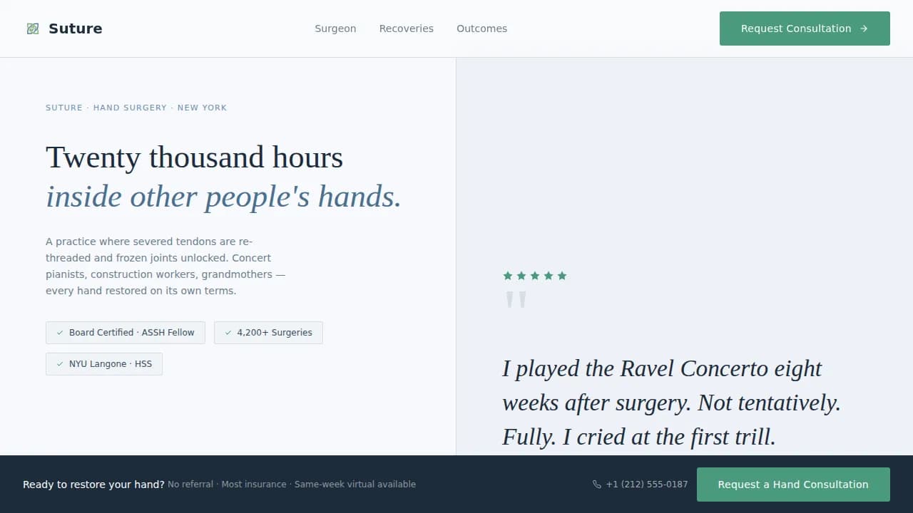 Hand Surgeon Booking Website Template