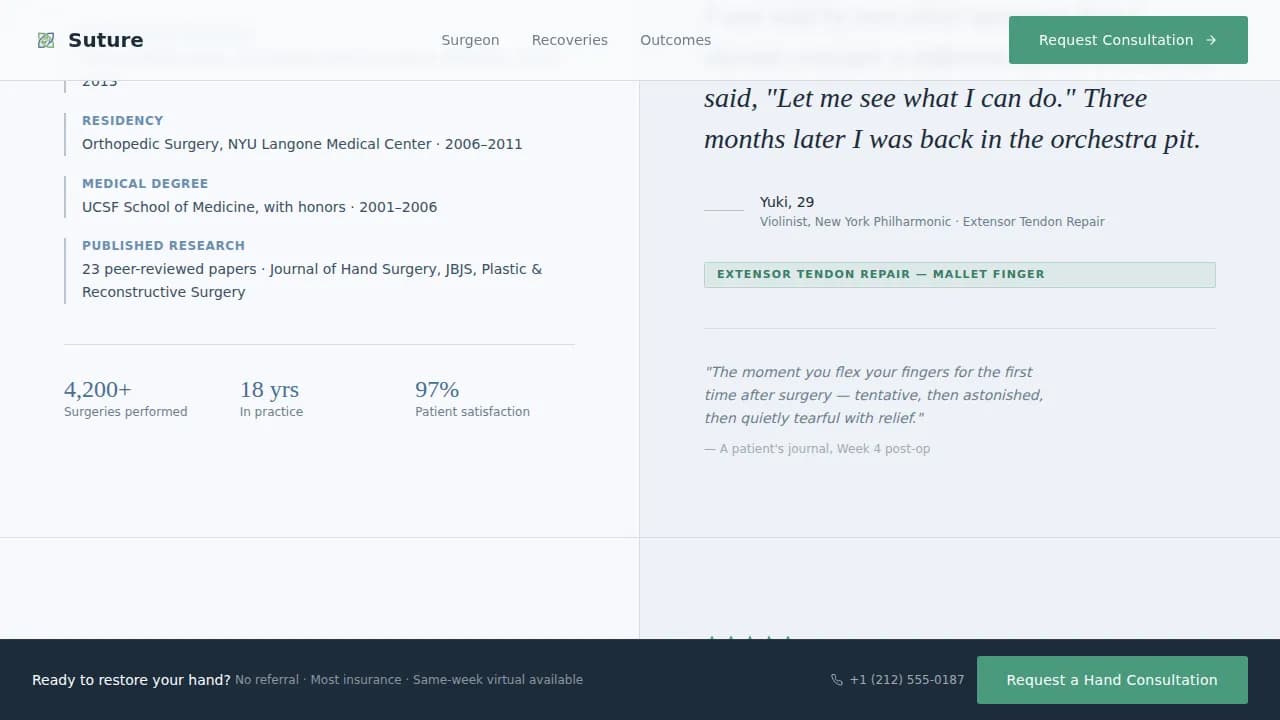 Hand Surgeon Booking Website Template