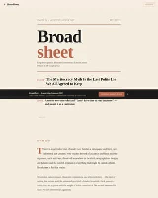 Broadsheet - Warm Artisan Opinion Magazine Landing Page Template
