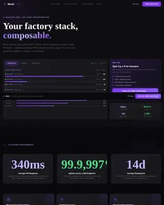 Mesh - API-First Headless Mes Platform Landing Page Template