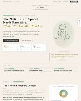 Nurture - Research-Backed Special Needs Parenting Landing Page Template
