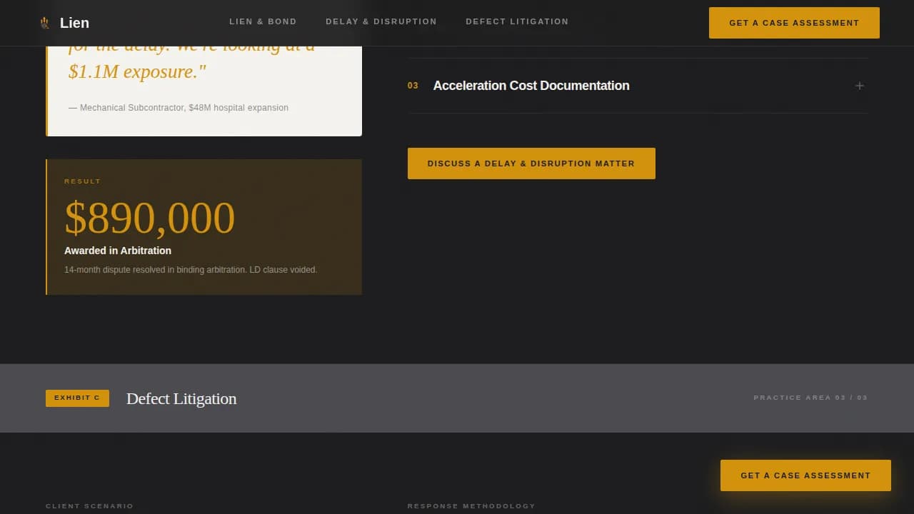 Lien - Precision Construction Law Firm Landing Page Template