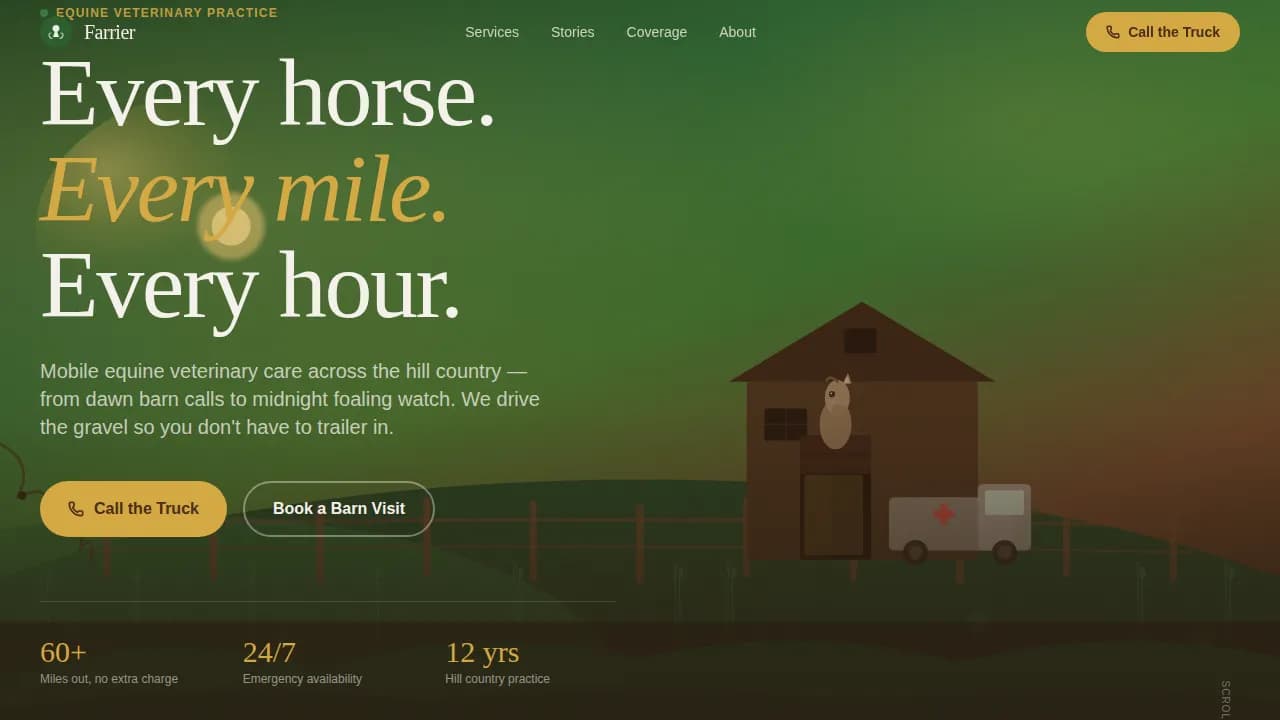 Equestrian — Premium Veterinary Care Landing Page Template