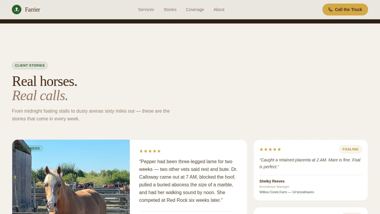 Equestrian — Premium Veterinary Care Landing Page Template