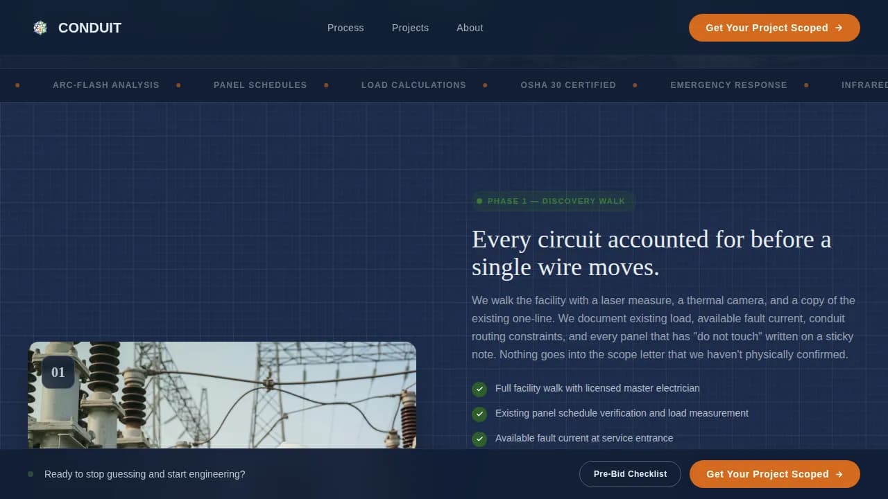 Conduit - Industrial Electrical Contractor Landing Page Template