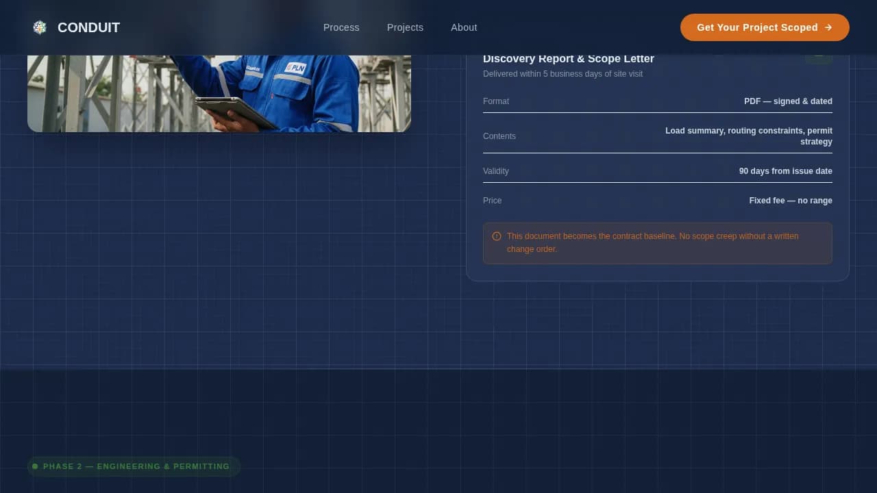 Conduit - Industrial Electrical Contractor Landing Page Template