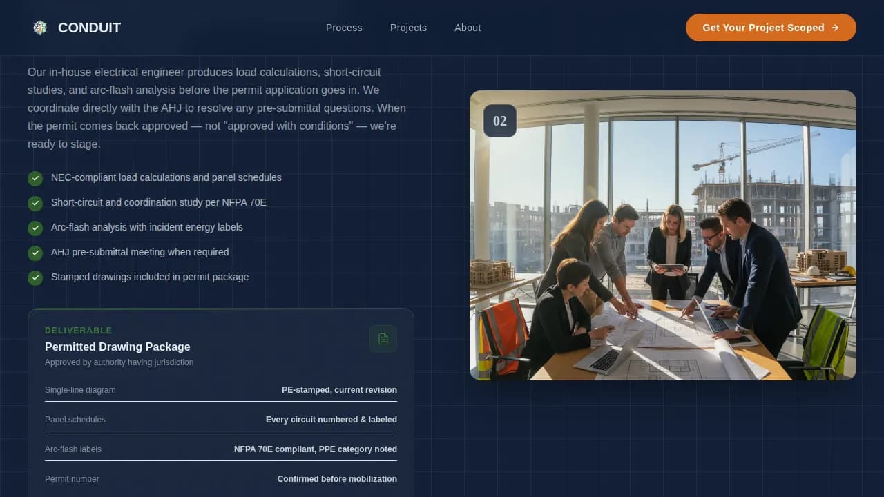 Conduit - Industrial Electrical Contractor Landing Page Template