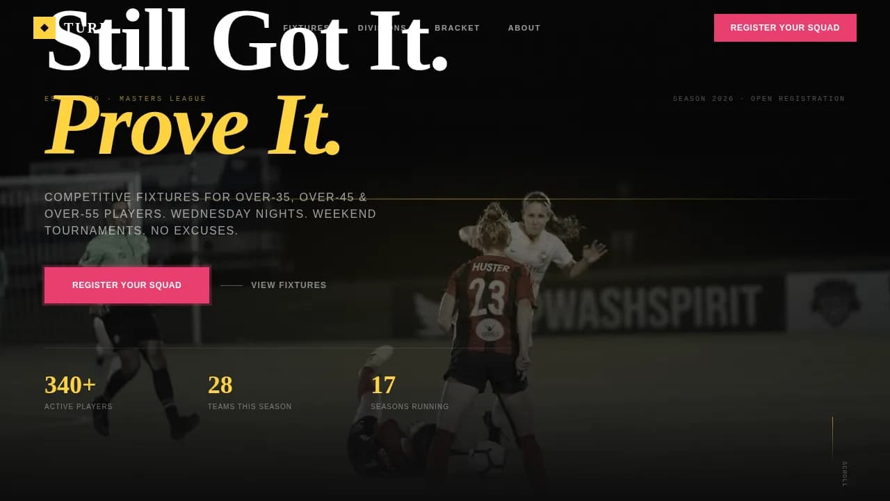 Turf - Industrial Raw Masters Field Hockey League Landing Page Template