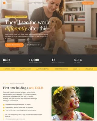 Shutter - Inspiring Kids Photography Academy Landing Page Template