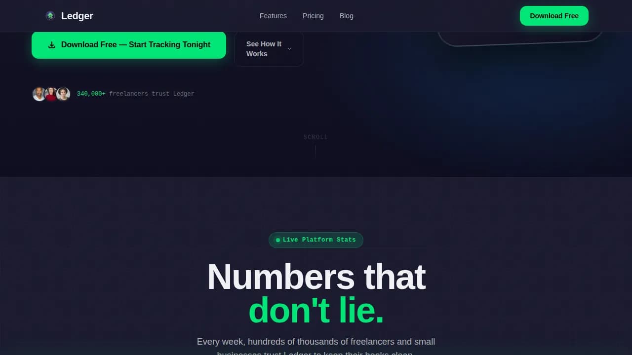 Ledger — Real-Time Accounting App Landing Page Template