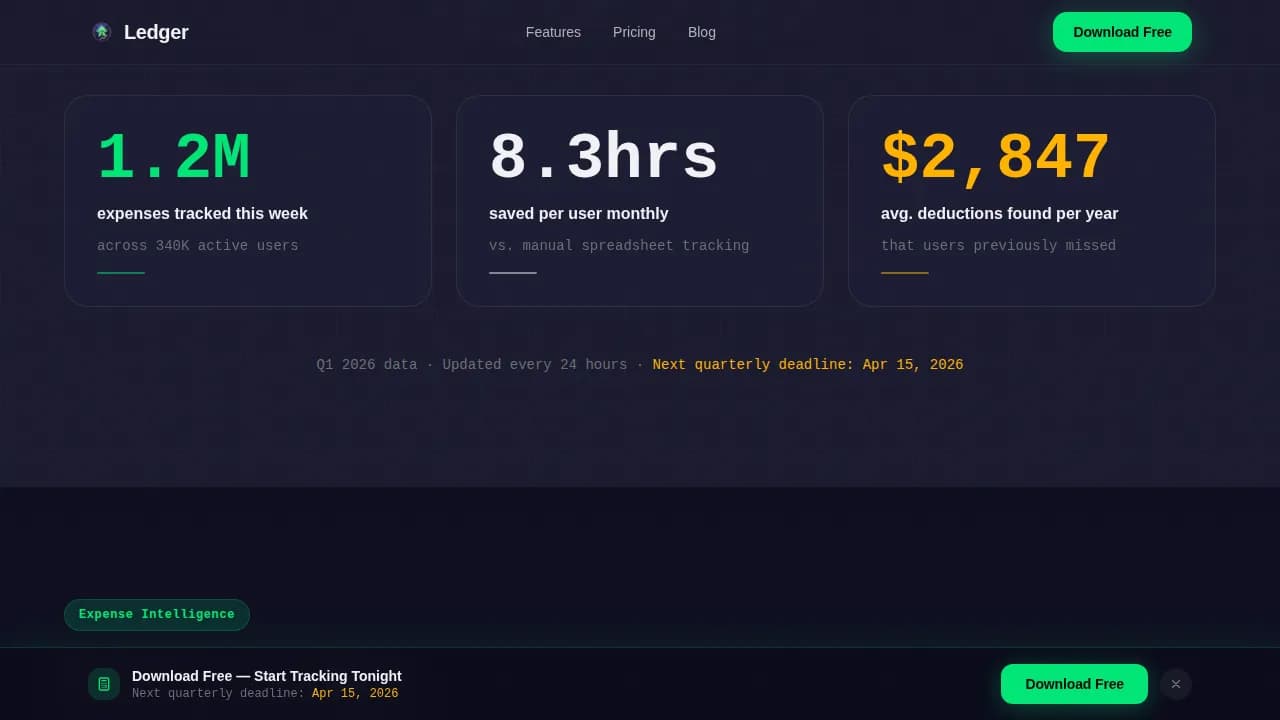 Ledger — Real-Time Accounting App Landing Page Template