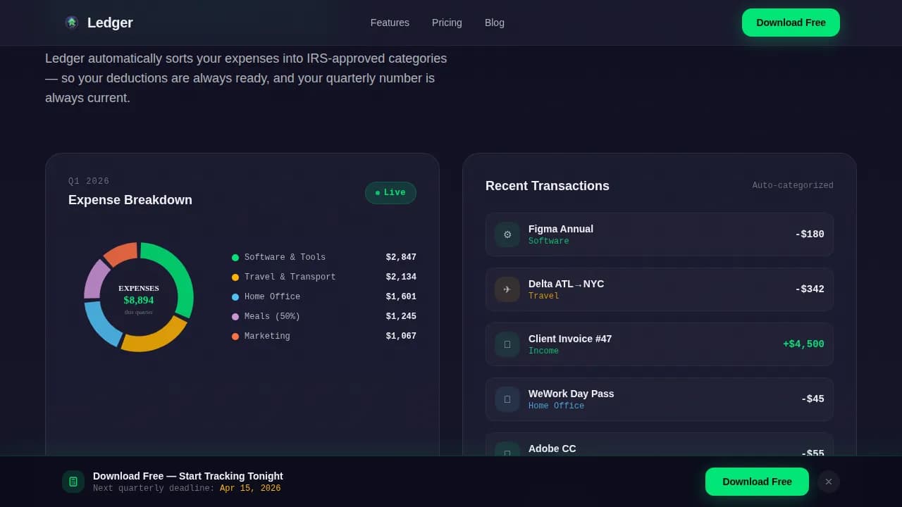 Ledger — Real-Time Accounting App Landing Page Template