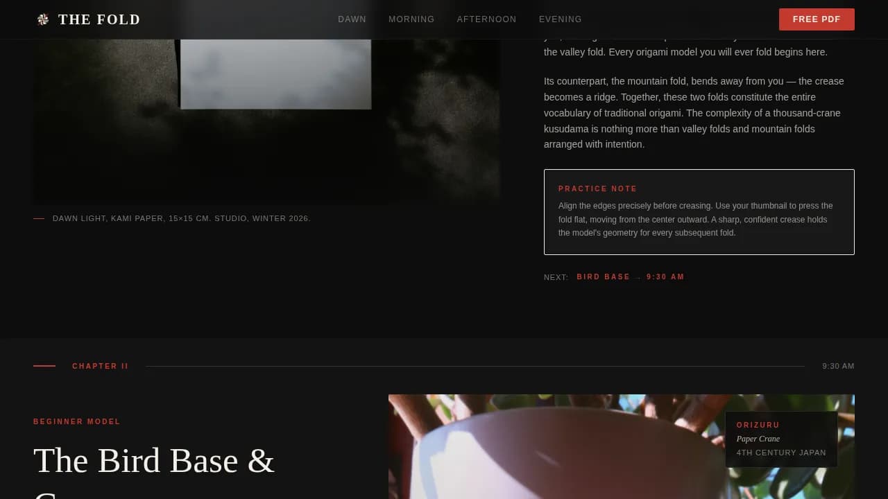 Fold - Editorial Origami Course Landing Page Template
