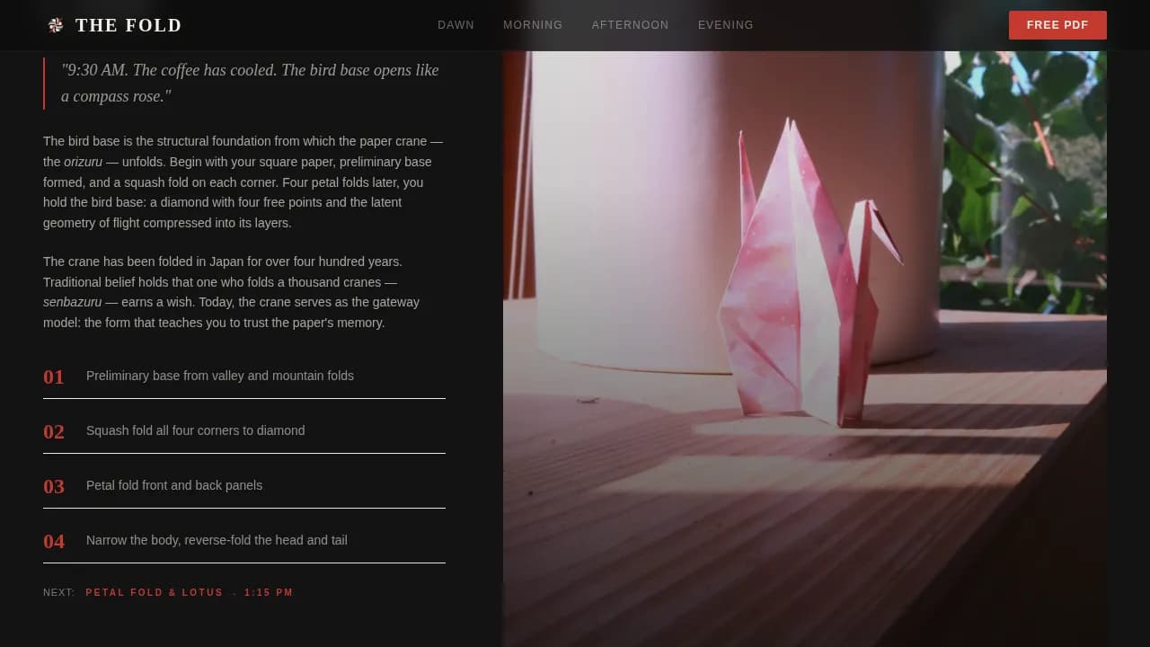 Fold - Editorial Origami Course Landing Page Template