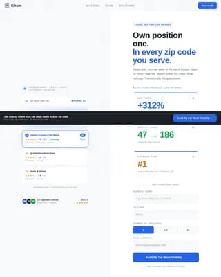 Gleam — High-Voltage SEO Car Wash Landing Page Template
