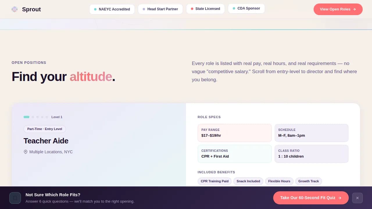 Sprout — Dynamic Childcare Careers Landing Page Template