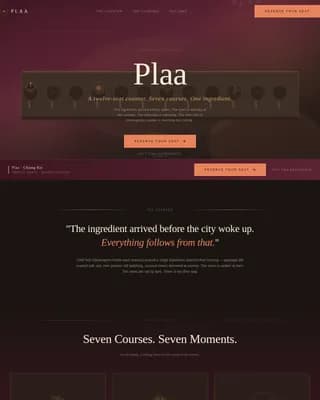 Plaa - Warm Artisan Thai Tasting Menu Landing Page Template