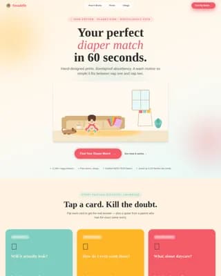 Swaddle - Find Your Perfect Cloth Diaper Match Landing Page Template