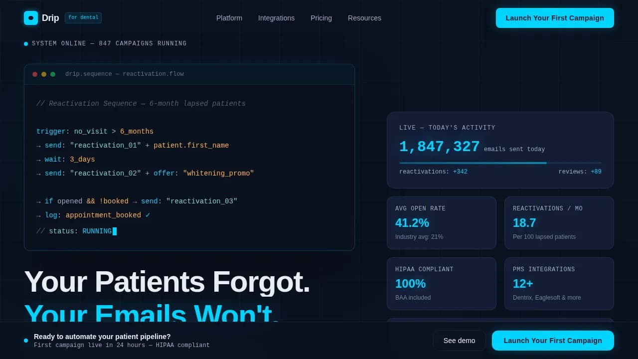 Automate — Dental Marketing Orchestration Landing Page Template