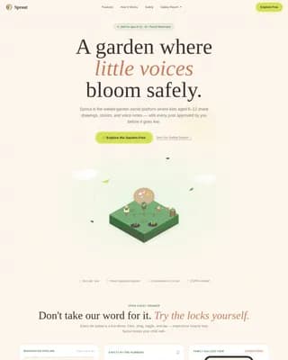 Sprout - Safe Kid Social Media Landing Page Template