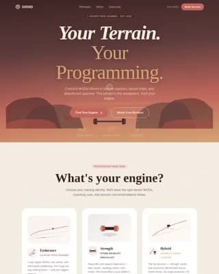 Grind - Adventure Terrain Crossfit Youtube Channel Landing Page Template