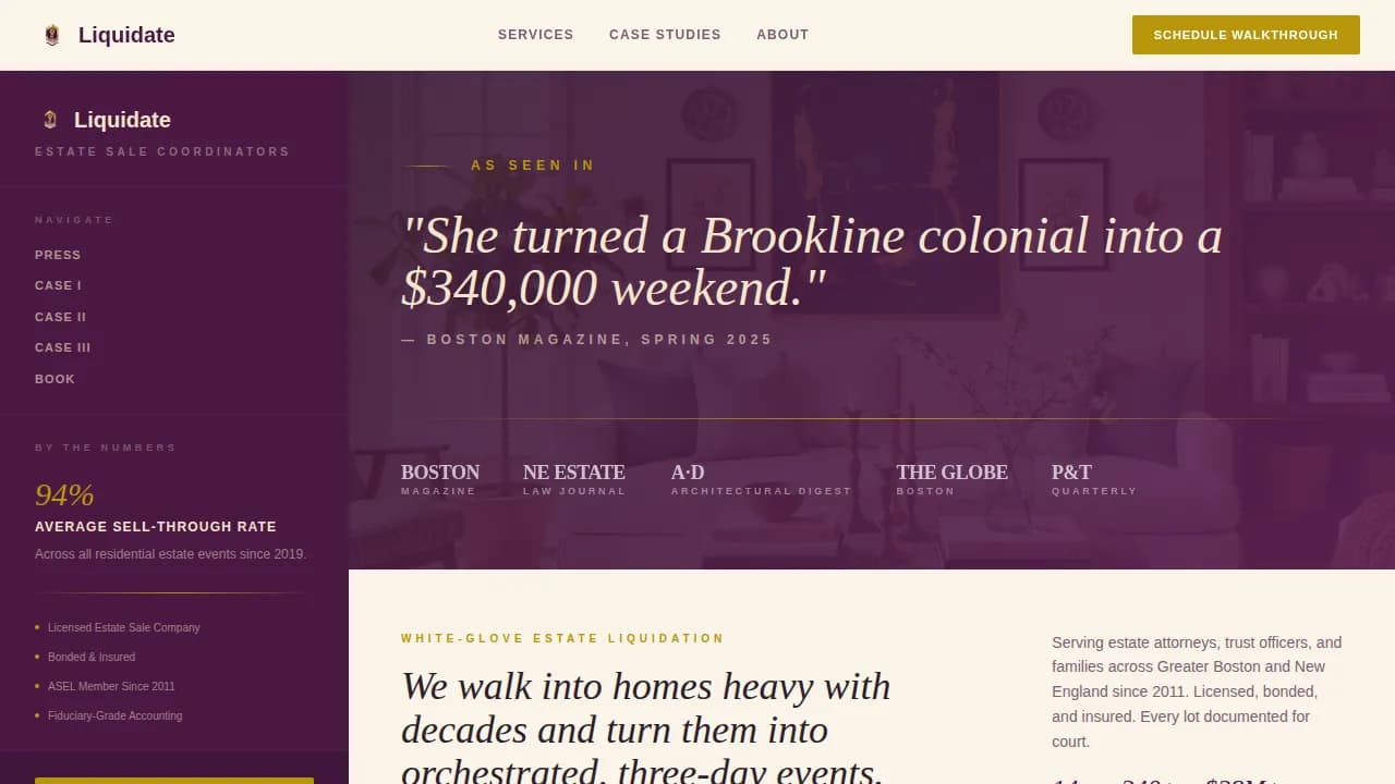 Curator — Premium Estate Liquidation Landing Page Template