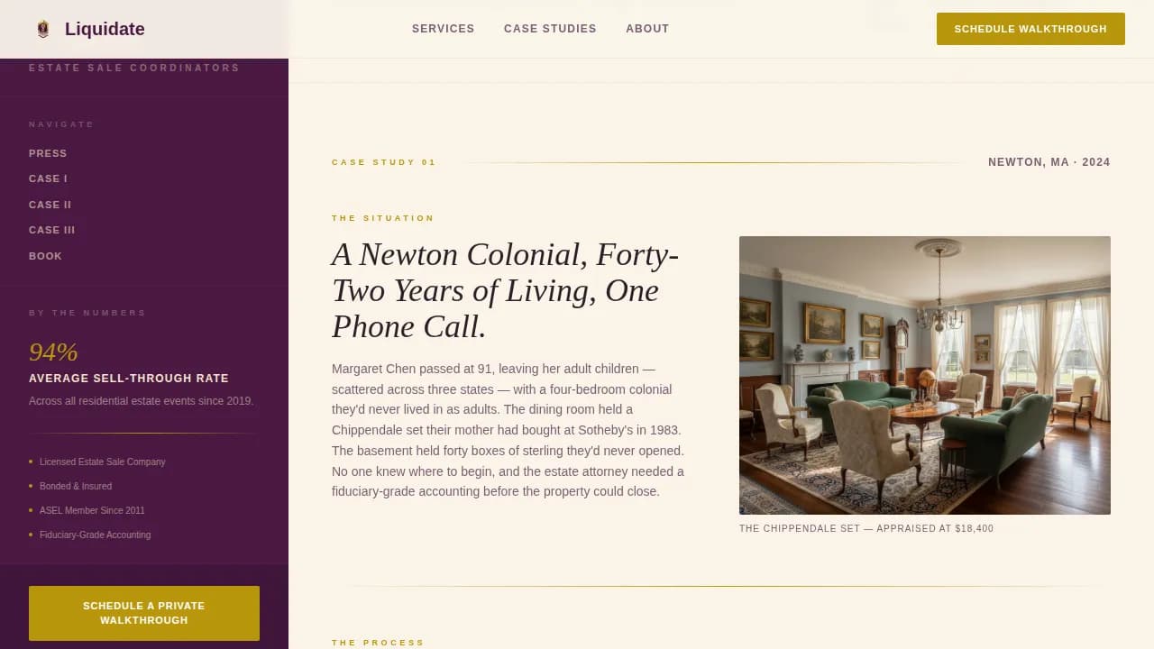 Curator — Premium Estate Liquidation Landing Page Template