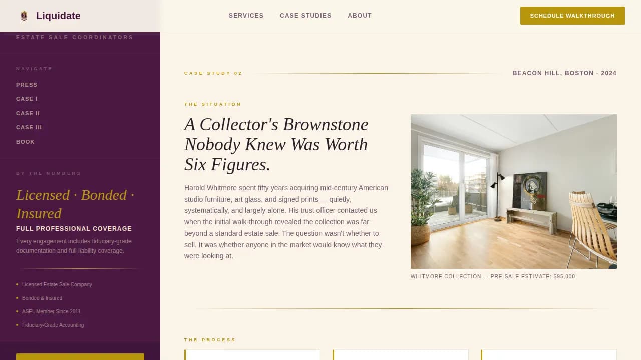 Curator — Premium Estate Liquidation Landing Page Template