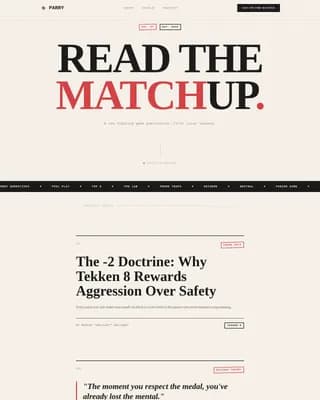 Parry - Editorial Fighting Game Community Blog Landing Page Template