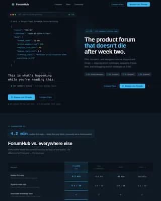 Forumhub - Live Product Community Comparison Landing Page Template