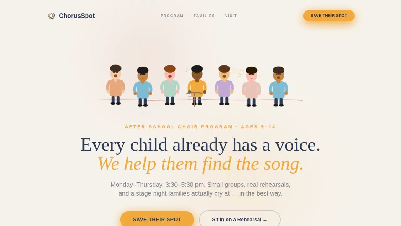 Harmony — Warm Community Choir Landing Page Template